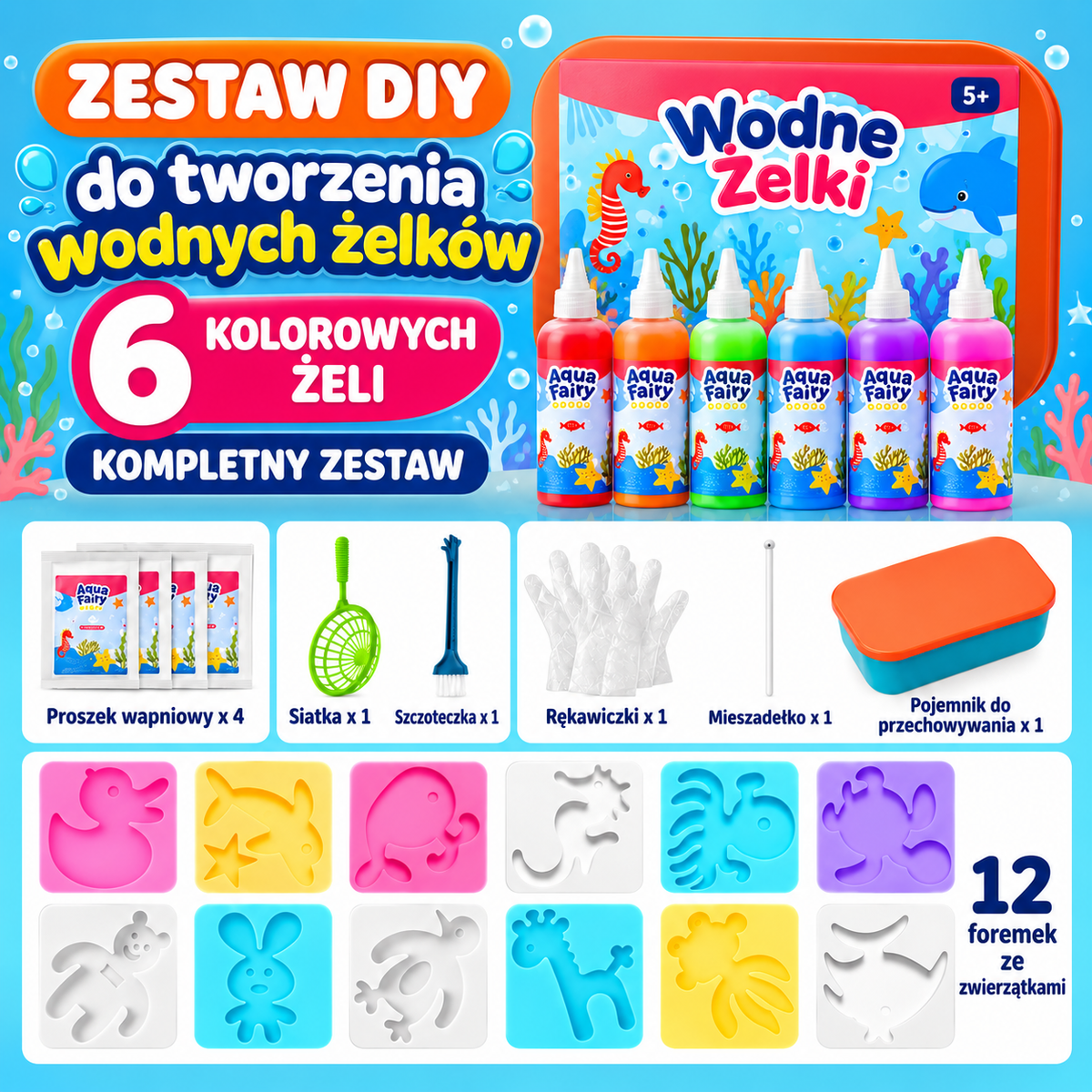 Zestaw DIY do tworzenia wodnych żelków z żelami i foremkami