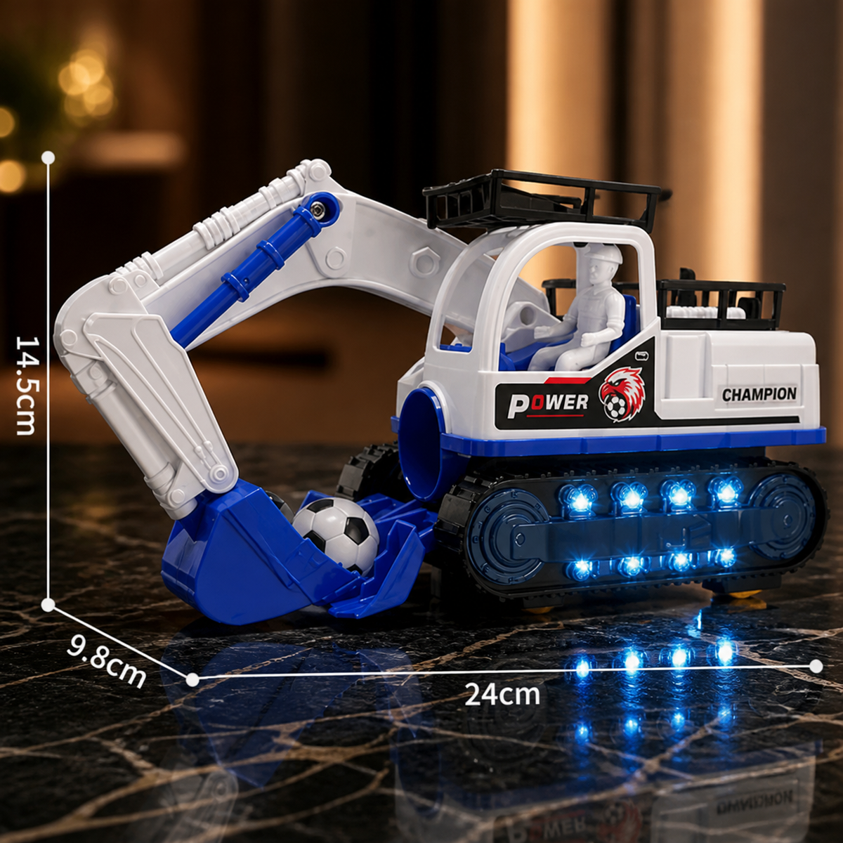 Muzyczna koparka ze światłami LED i automatycznym zbieraniem piłek