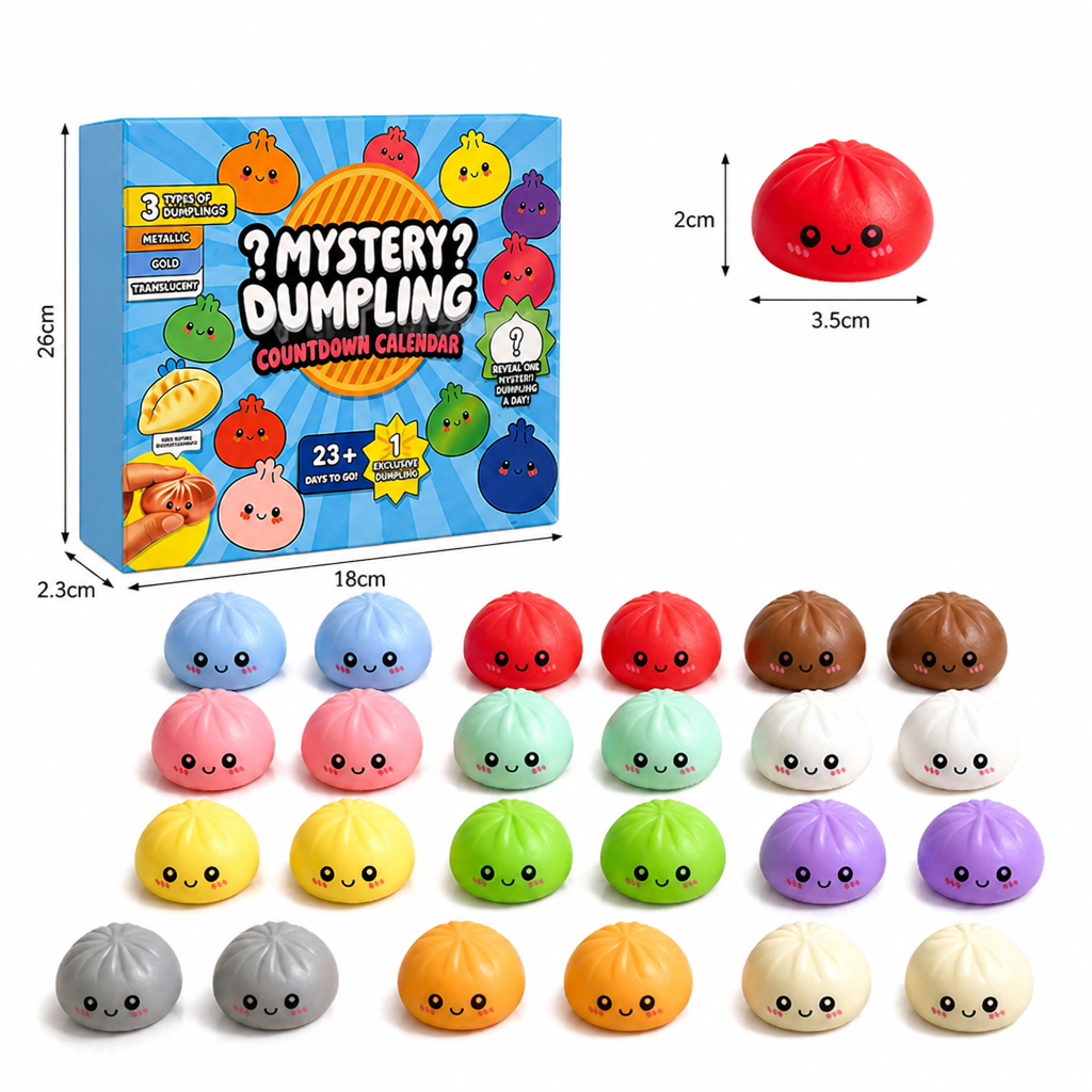Kalendarz adwentowy z miękkimi pierożkami Squishy i niespodziankami fidget