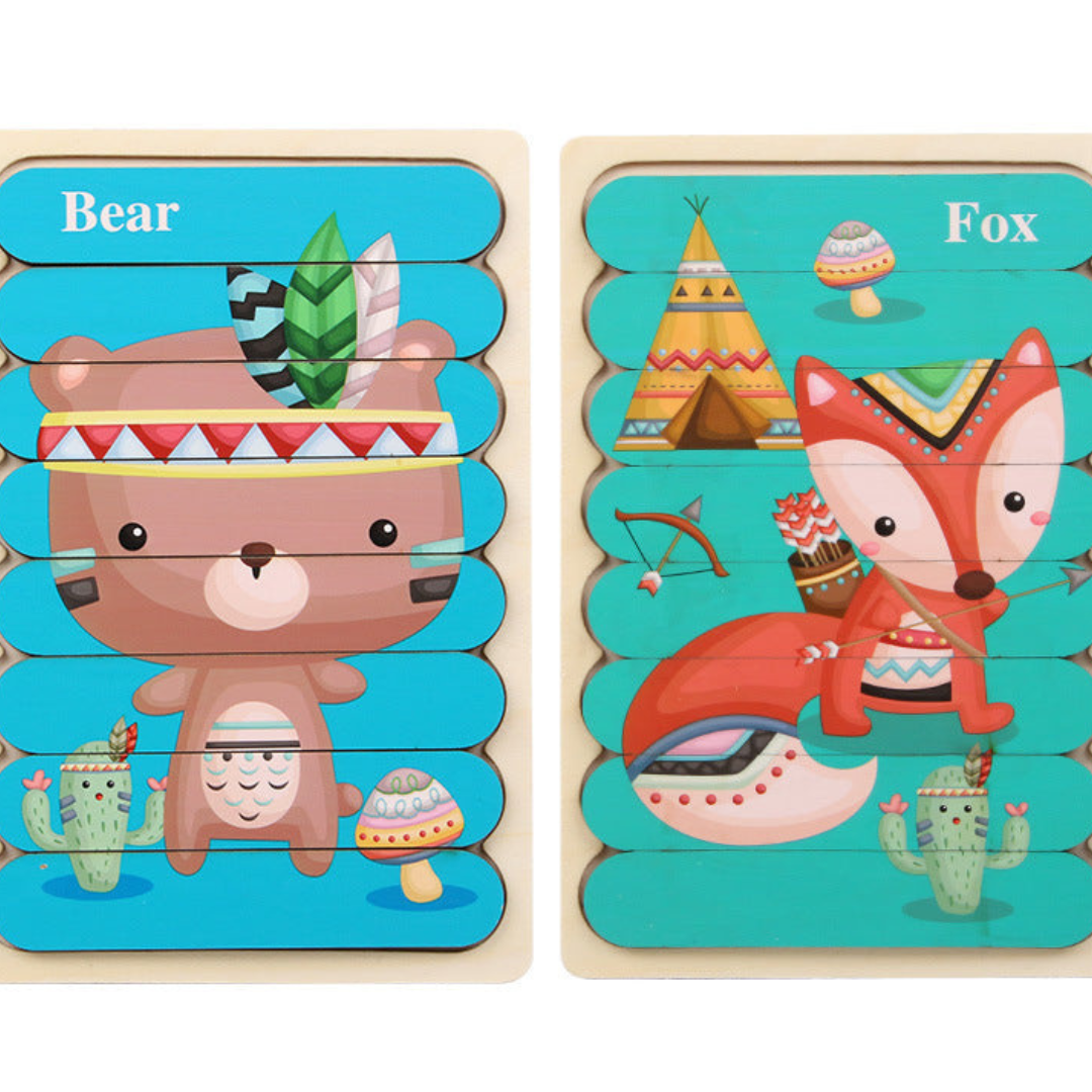 Drewniane puzzle Montessori