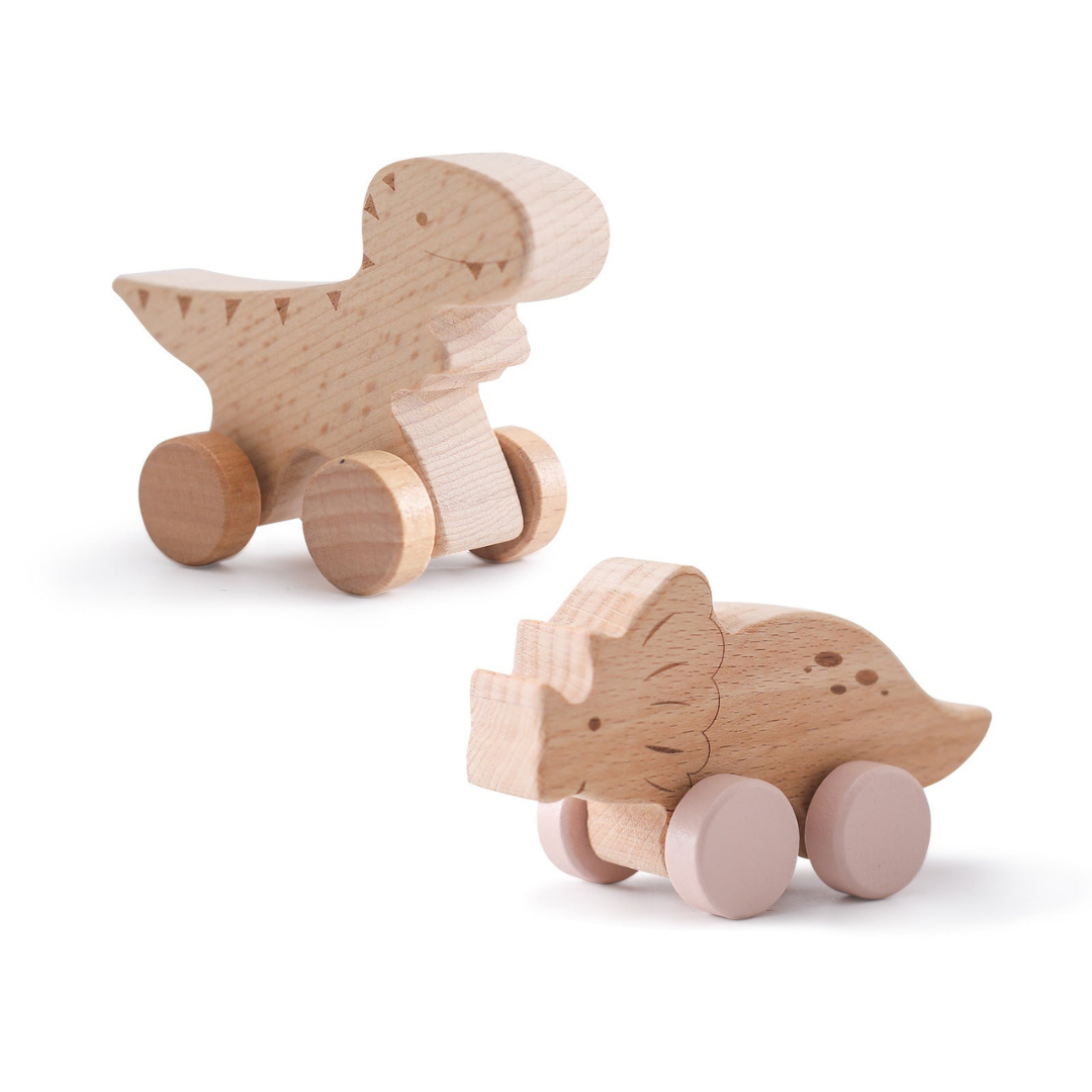 Drewniany pociąg Montessori w pastelowych kolorach