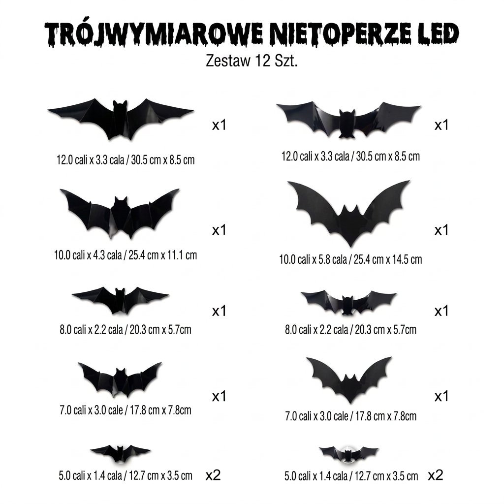 Dekoracja ścienna LED 3D w kształcie nietoperza na Halloween ze światłami zmieniającymi kolory