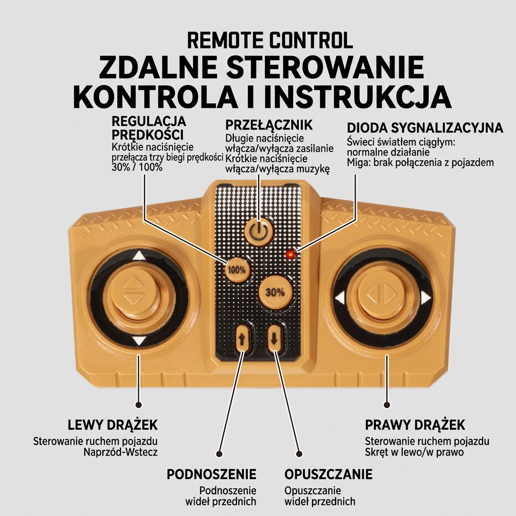 Pojazdy budowlane RC w skali 1:64 – wózek widłowy, koparka, wywrotka i spychacz