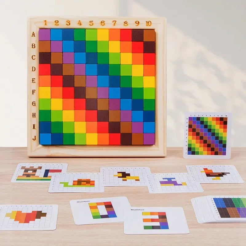 Montessori Kolorowe Klocki do Nauki Liczb i Rozpoznawania Barw