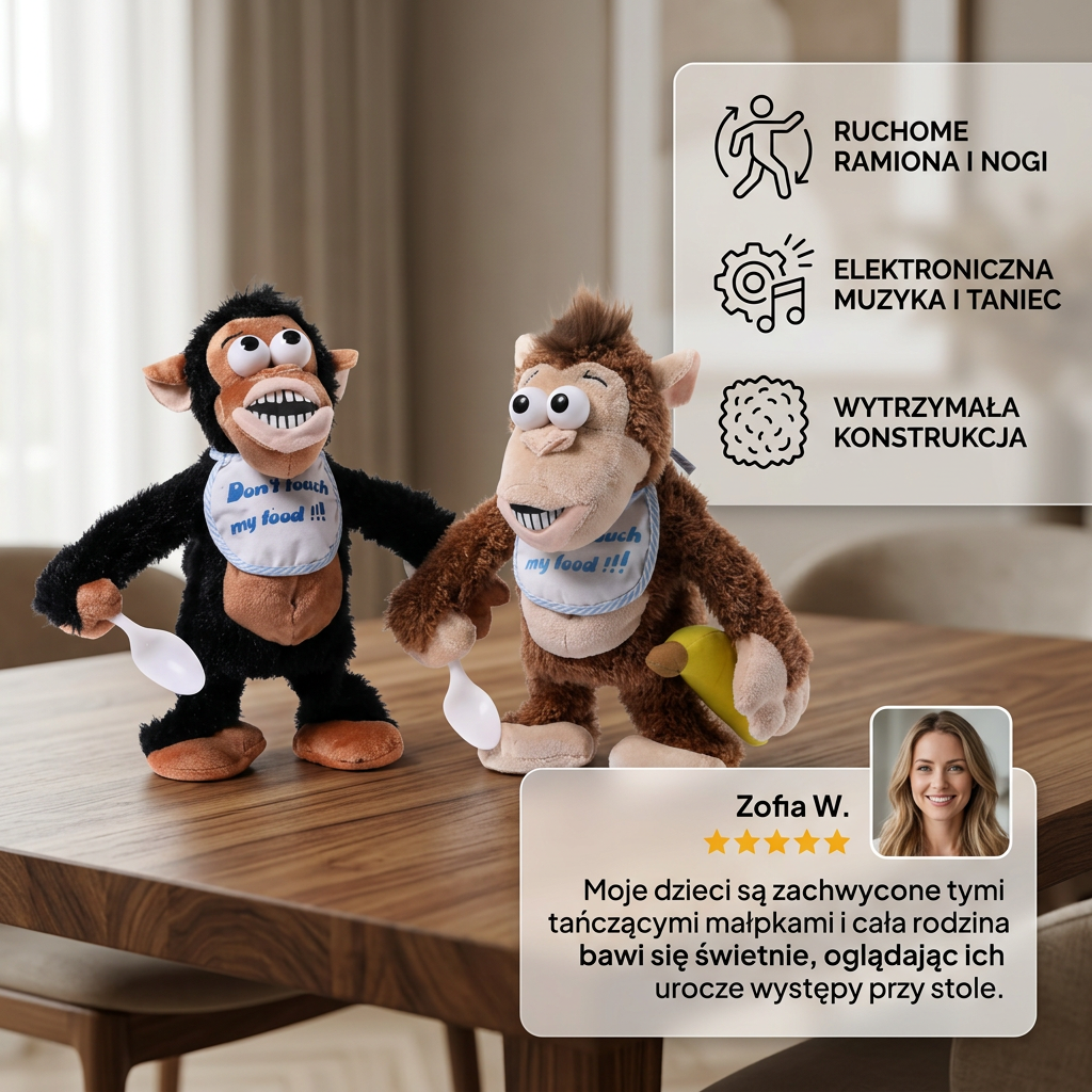Tańcząca pluszowa małpka z bananem