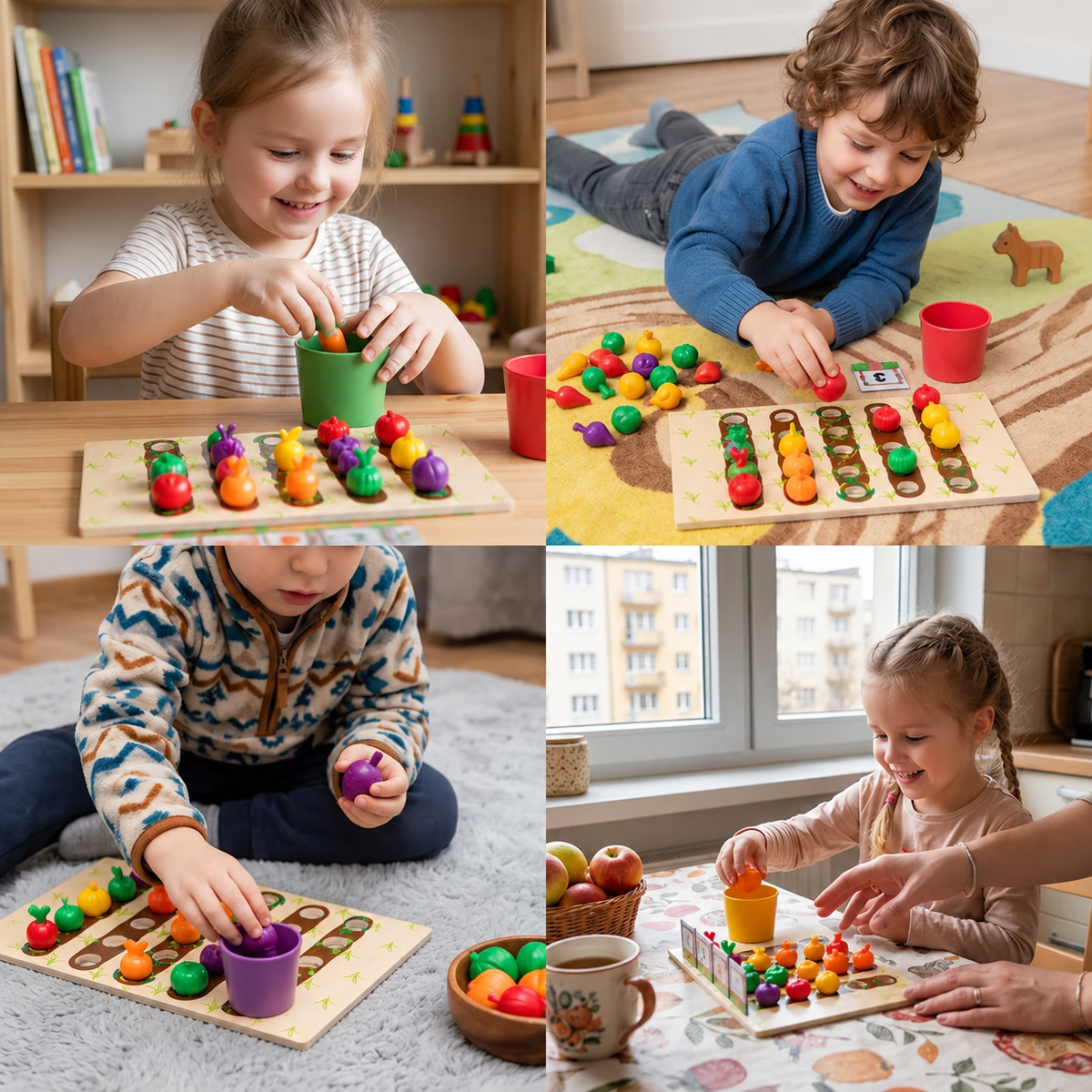 Montessori – edukacyjna gra „Farma” do nauki kolorów i liczb