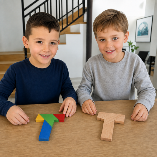 Drewniane tangramy – zabawka Montessori do nauki geometrii dla dzieci