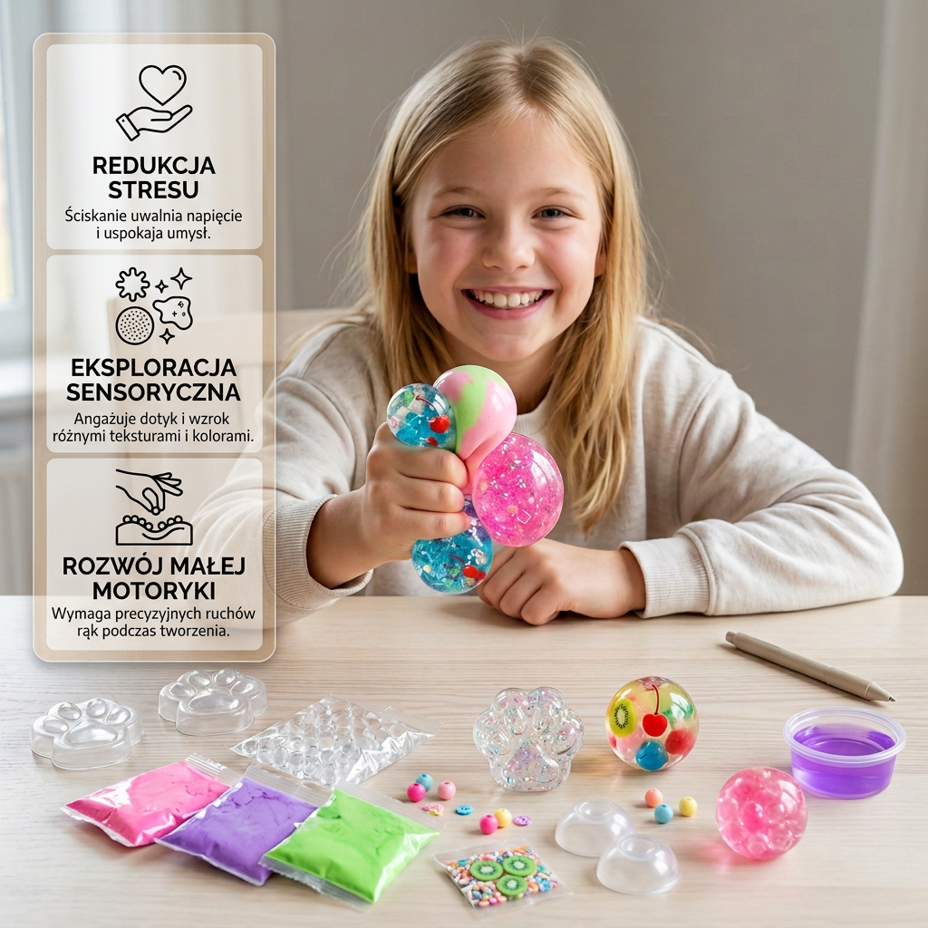 Zestaw DIY do tworzenia piłeczek antystresowych dla dzieci – stwórz własne sensoryczne Squishy