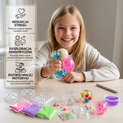 Zestaw DIY do tworzenia piłeczek antystresowych dla dzieci – stwórz własne sensoryczne Squishy