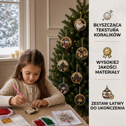 Zestaw DIY do tworzenia świątecznych ozdób metodą diamentowego malowania – zawieszki na choinkę