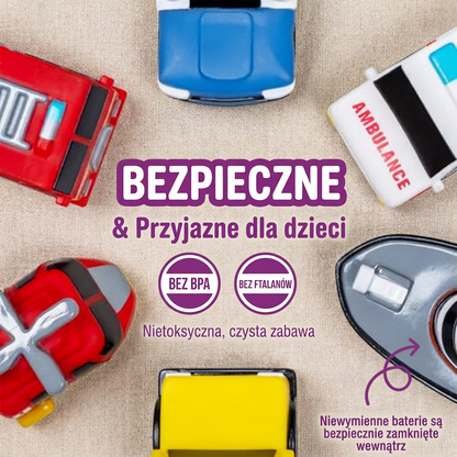 Zestaw 6 zmieniających kolor zabawek do kąpieli w kształcie pojazdów ratunkowych dla niemowląt i małych dzieci