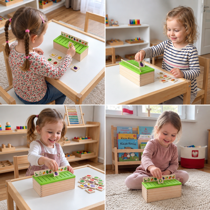 Drewniane pudełko do sortowania Montessori