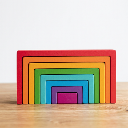 Kolorowe Drewniane Klocki Konstrukcyjne Montessori