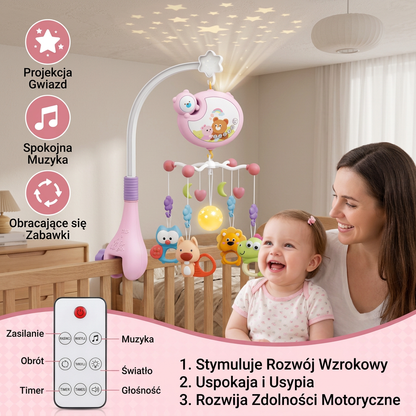 Muzyczna Karuzela do Łóżeczka dla Niemowląt z Grzechotkami