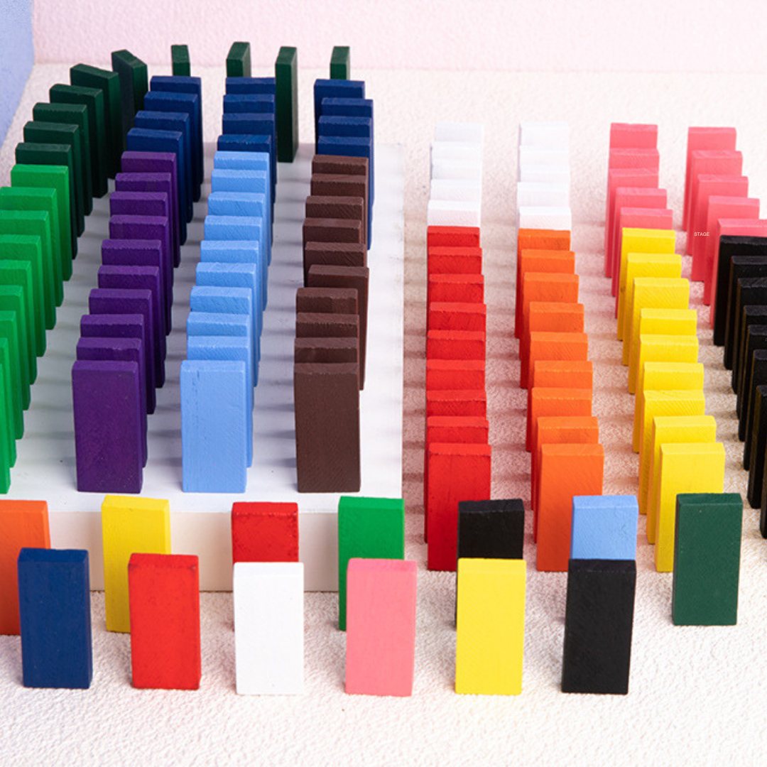 Montessori Drewniane Kamienie Domino – Edukacyjna Gra Konstrukcyjna dla Dzieci