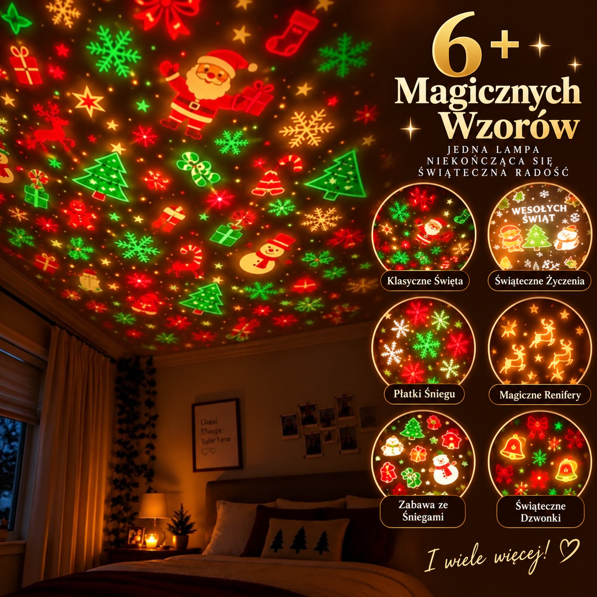 Świąteczna lampka-projektor z choinką