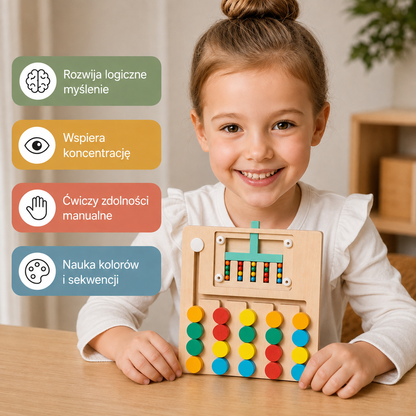 Drewniana gra logiczna z sortowaniem według czterech kolorów – zabawka edukacyjna Montessori rozwijająca myślenie dla dzieci