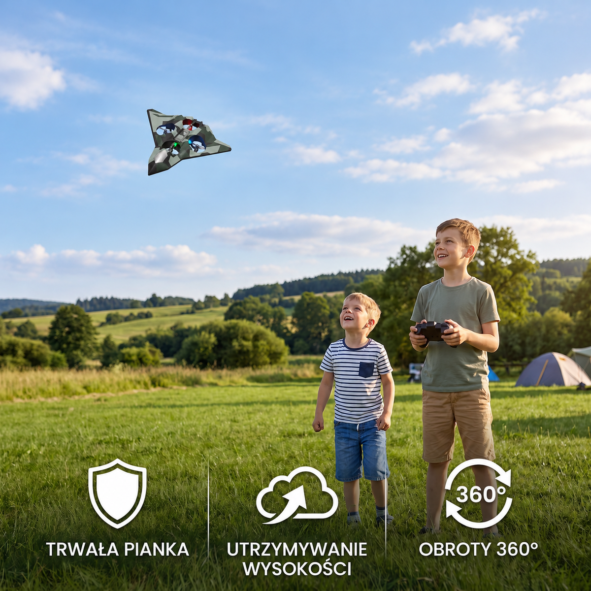 Wytrzymały piankowy samolot RC z funkcją utrzymywania wysokości i akrobacjami 360°