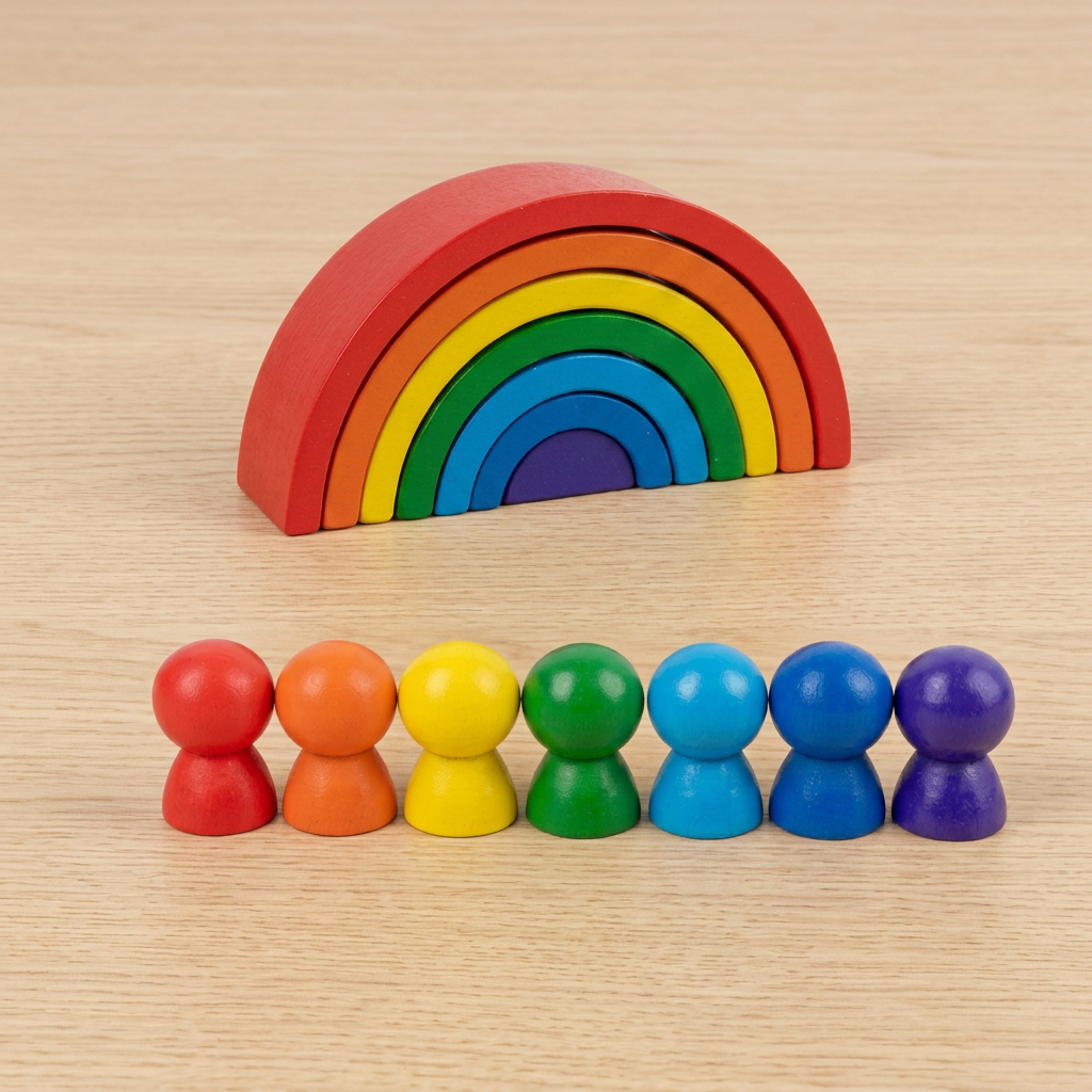 Kolorowe Drewniane Klocki Konstrukcyjne Montessori