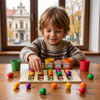 Montessori – edukacyjna gra „Farma” do nauki kolorów i liczb