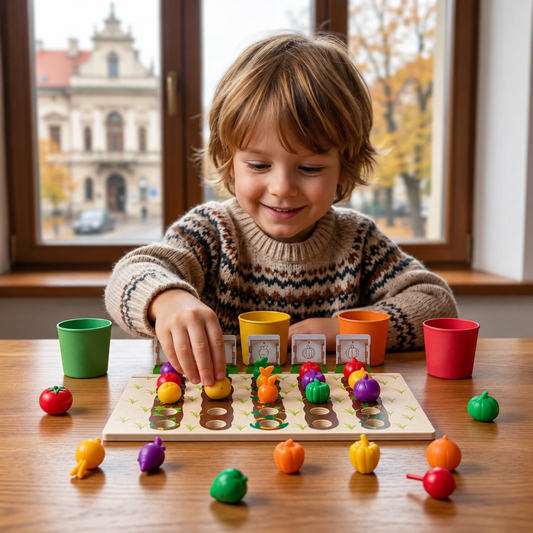 Montessori – edukacyjna gra „Farma” do nauki kolorów i liczb