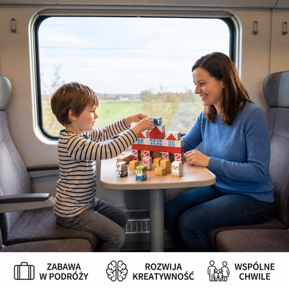 Podróżny magnetyczny zestaw klocków „Farma” ze zwierzętami i stodołą
