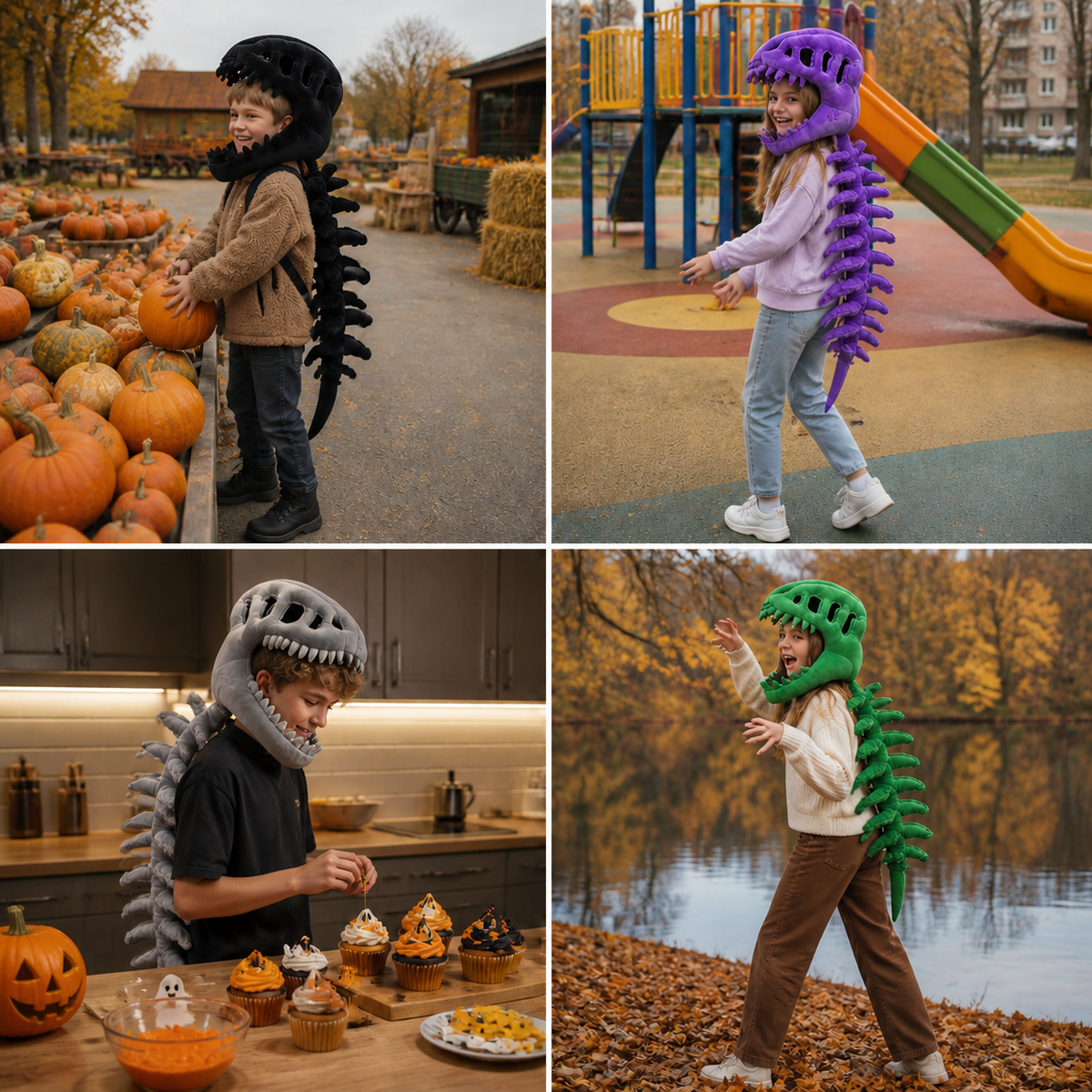 Zabawny pluszowy kostium szkieletu dinozaura