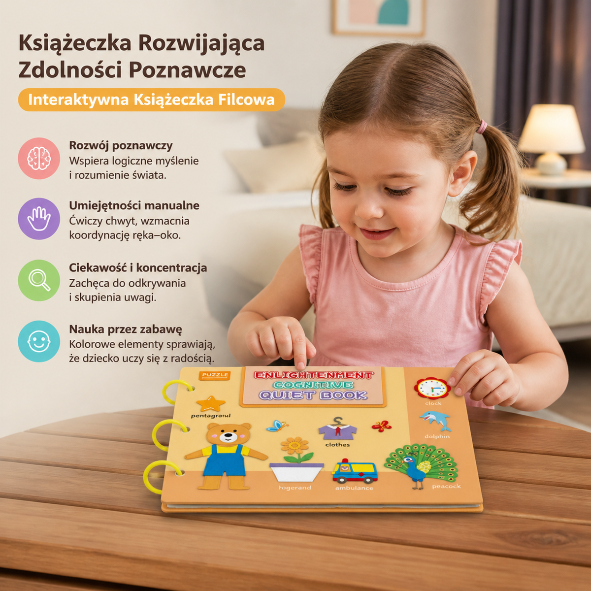 Książeczka Rozwijająca Zdolności Poznawcze – Interaktywna Książeczka Filcowa