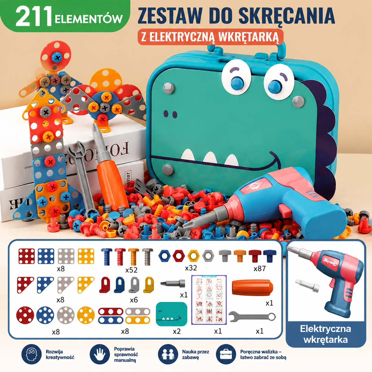 Zestaw konstrukcyjny „Dinozaur Majsterkowicz” dla dzieci