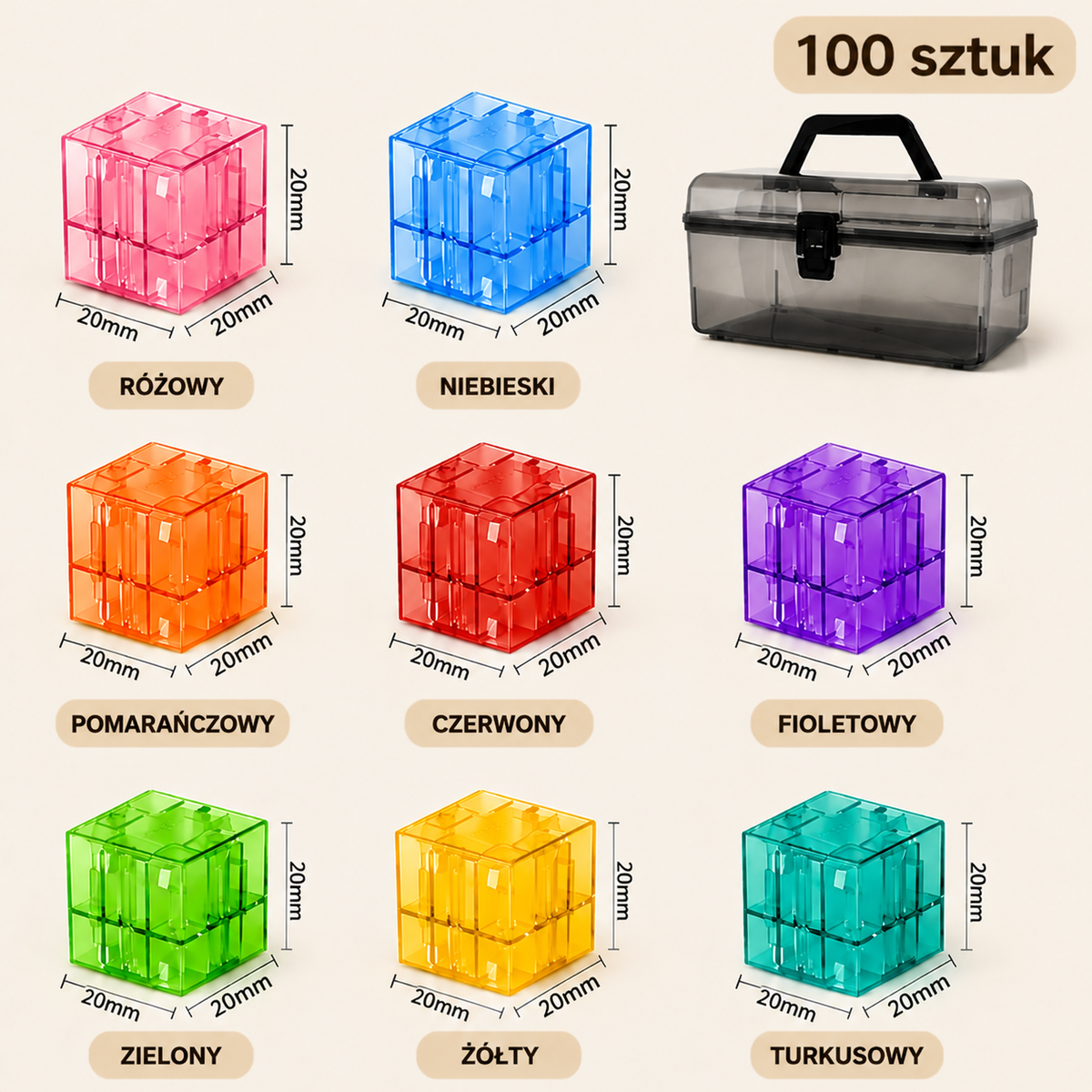 Montessori Zestaw Drewnianych Klocków Konstrukcyjnych dla Dzieci