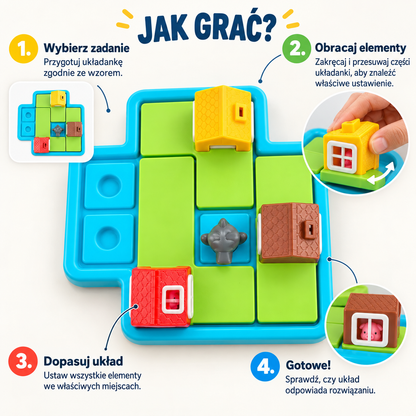 Montessori „Trzy małe świnki i wilk” – puzzle i gra rozwijająca umiejętności