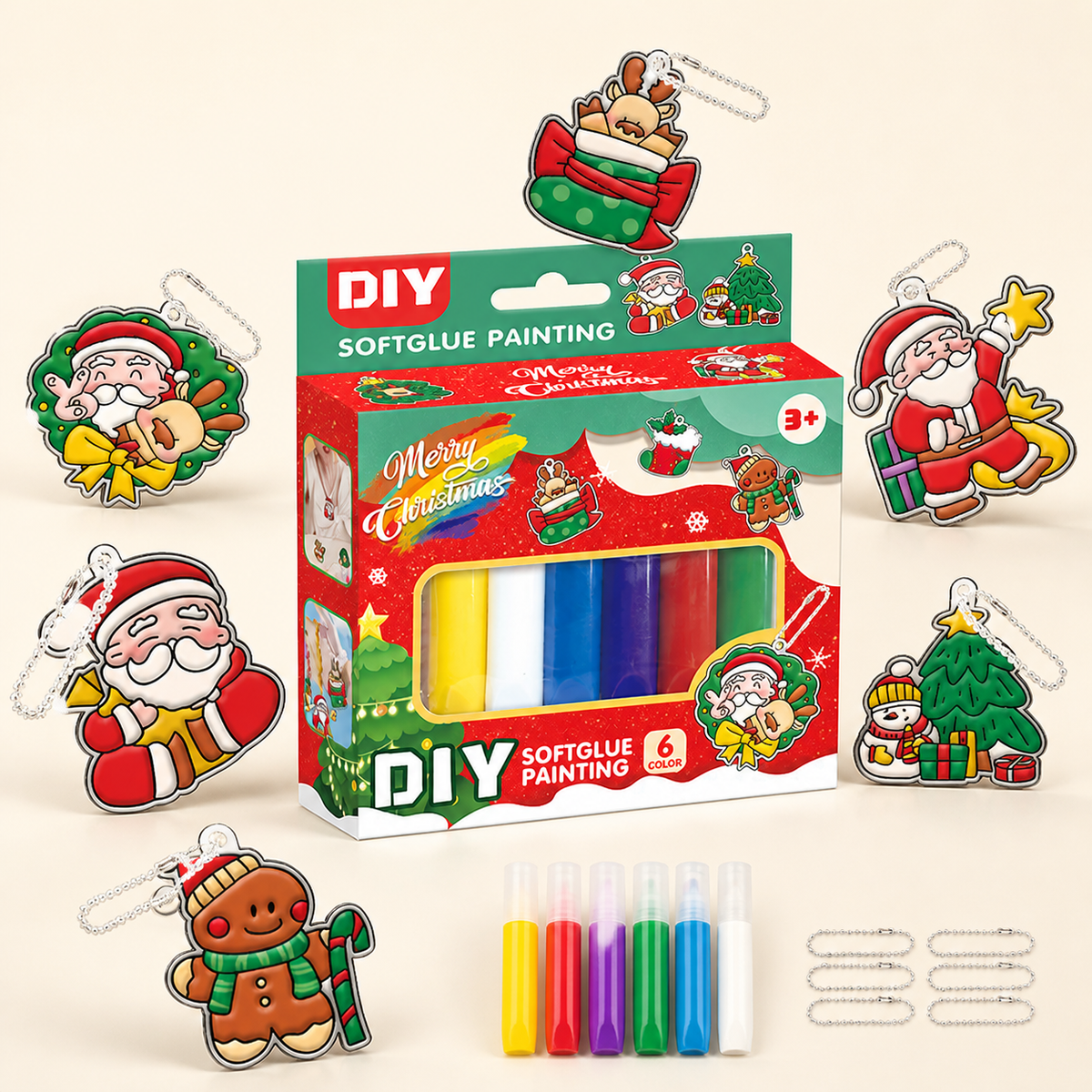 Świąteczny zestaw DIY dla dzieci do tworzenia ozdób z malowaniem klejem bez pieczenia