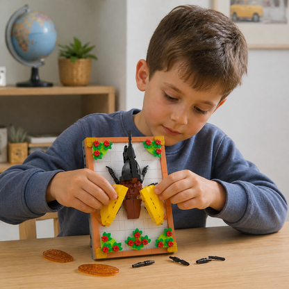 Zestaw klocków DIY 3D z motywem natury – kwiaty i owady