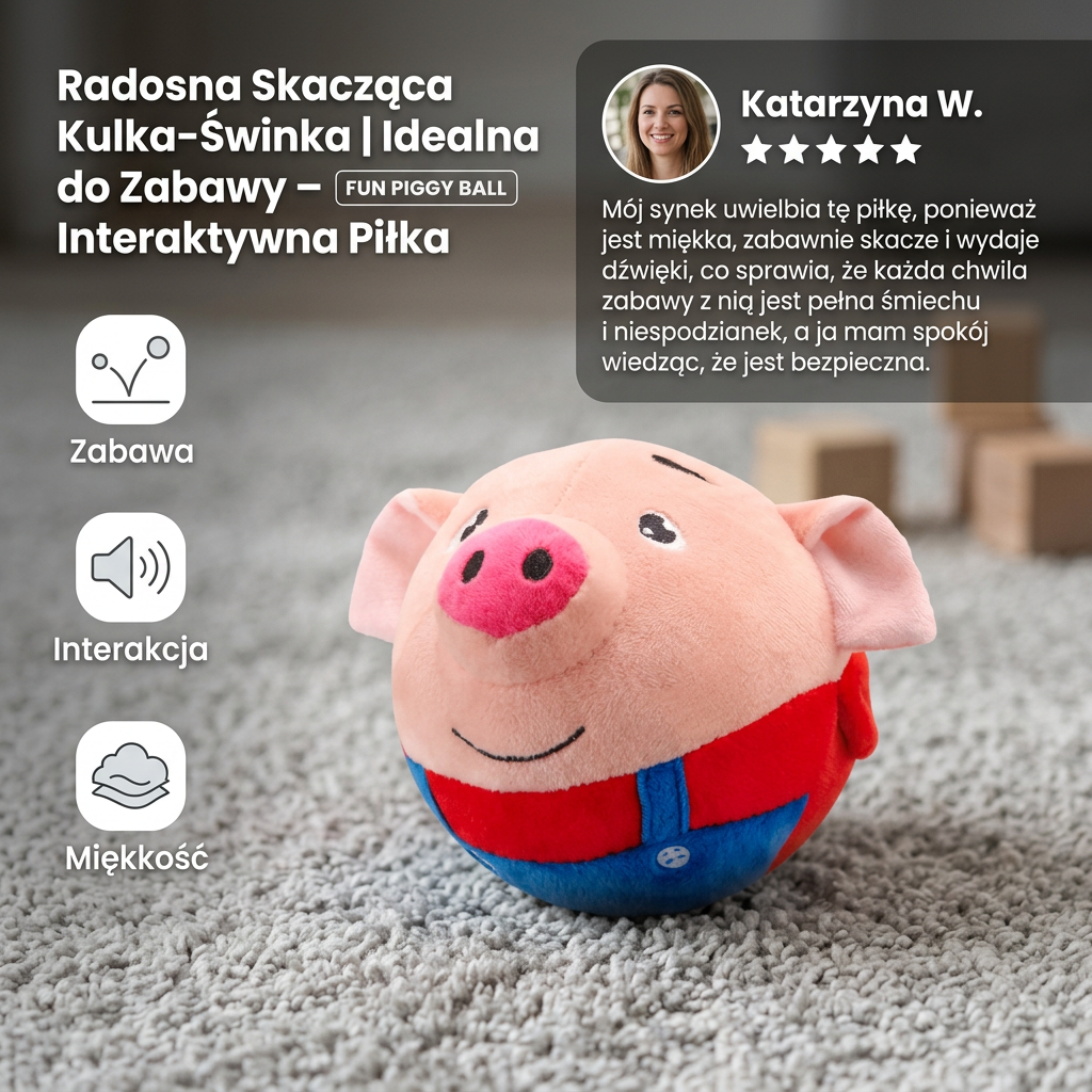 Skacząca piłeczka Świnka | Interaktywna zabawka pełna radości