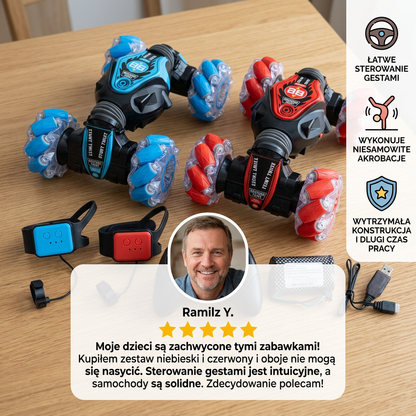 Samochód kaskaderski 2 w 1 sterowany gestami i pilotem