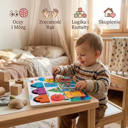 Tablica manipulacyjna Montessori – edukacyjna zabawka z kluczykami i zamkami dla dzieci