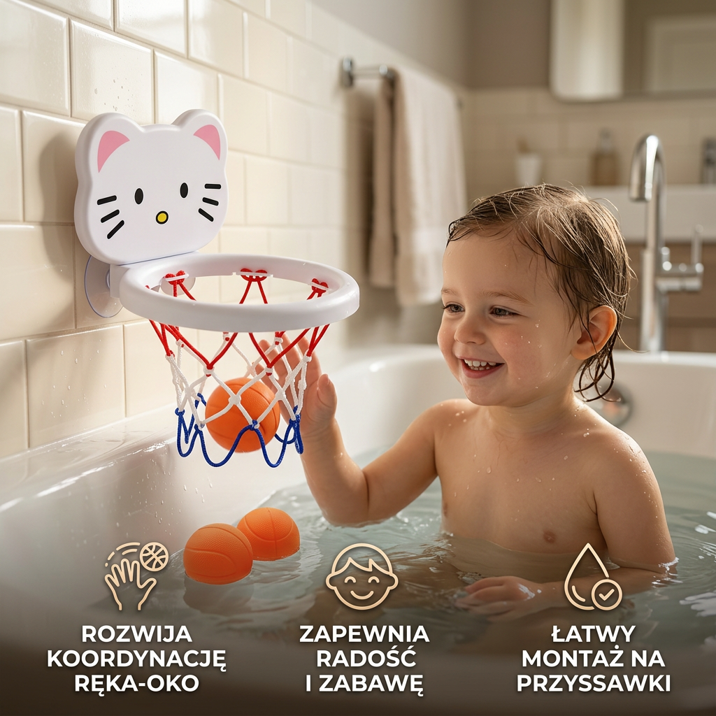 Zabawka do kąpieli z koszem do koszykówki dla dzieci