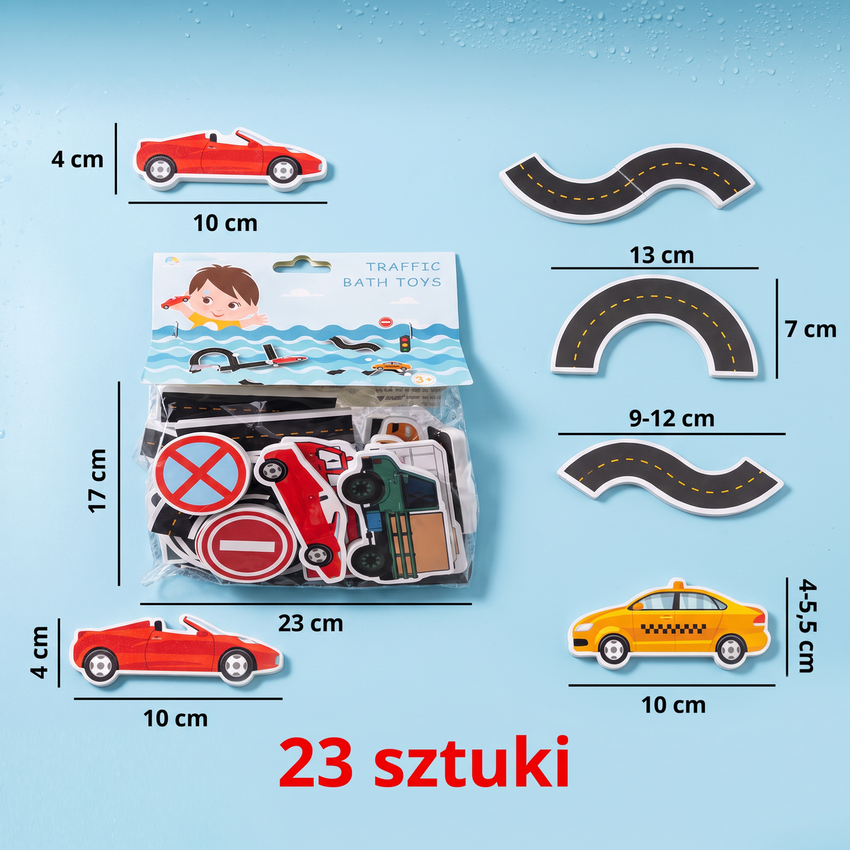 Samoprzylepne drogi i samochodziki do kąpieli