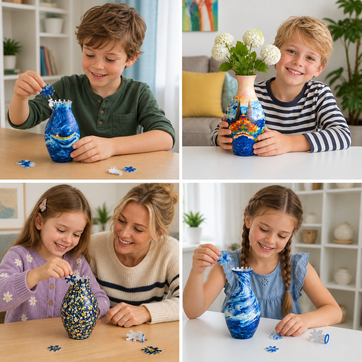 Wazon z kwiatami DIY 3D do składania z puzzli