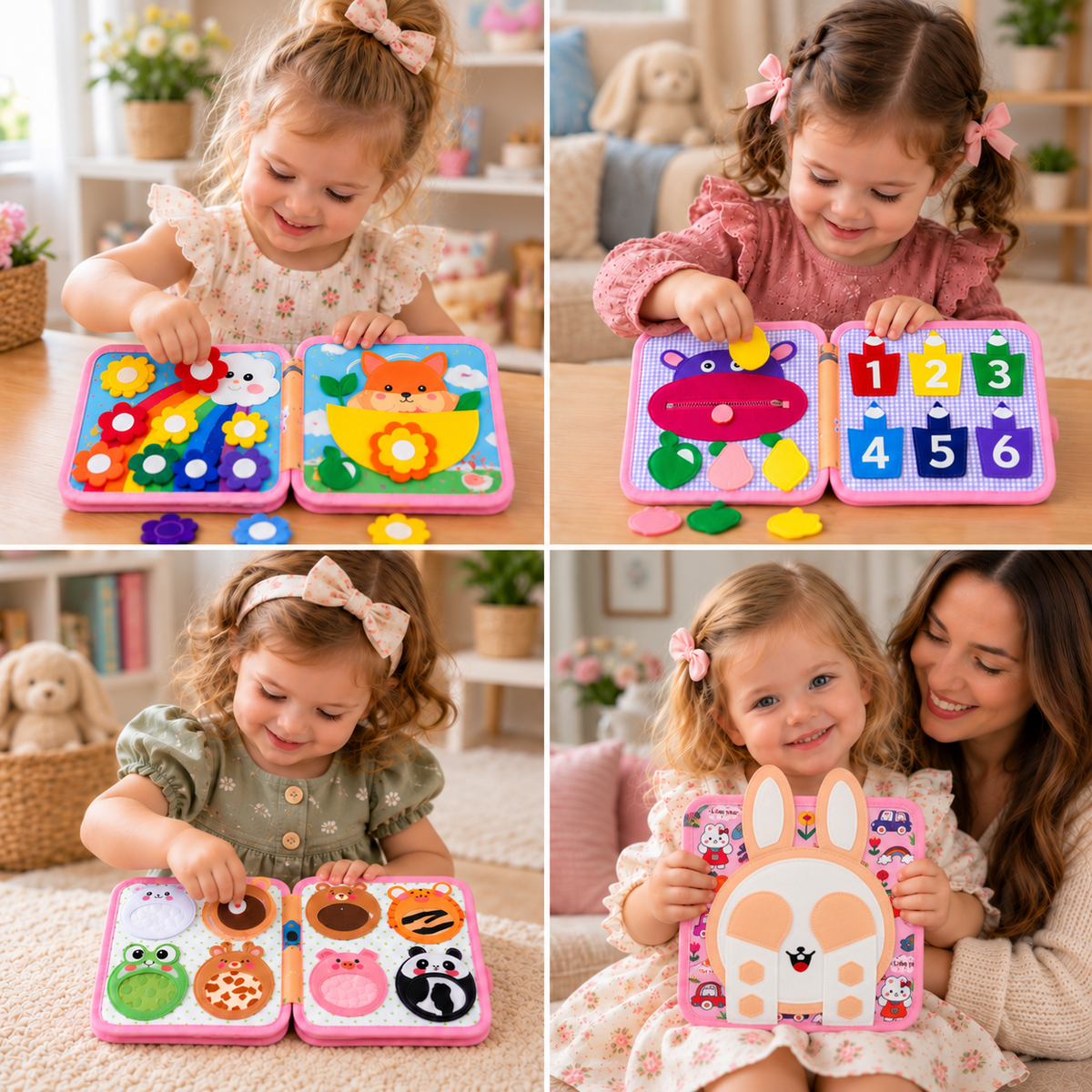 Sensoryczna książeczka aktywności Montessori „Dotknij i poczuj” dla małych dzieci