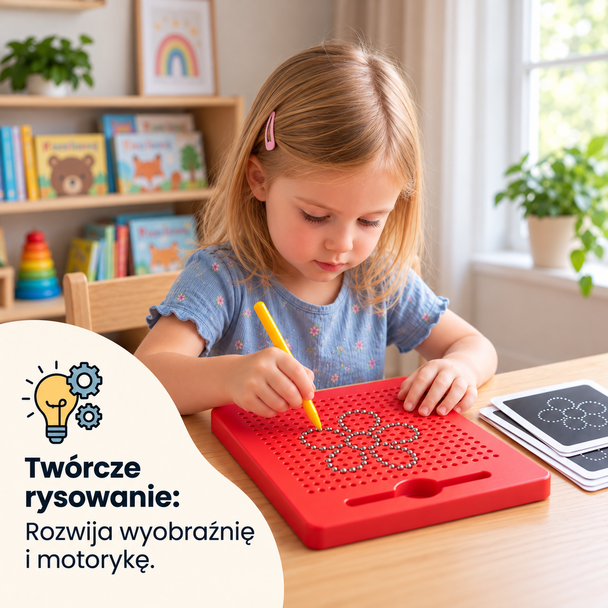Magnetyczna tablica 2 w 1 do pisania i rysowania z doczepianymi kształtami dla dzieci