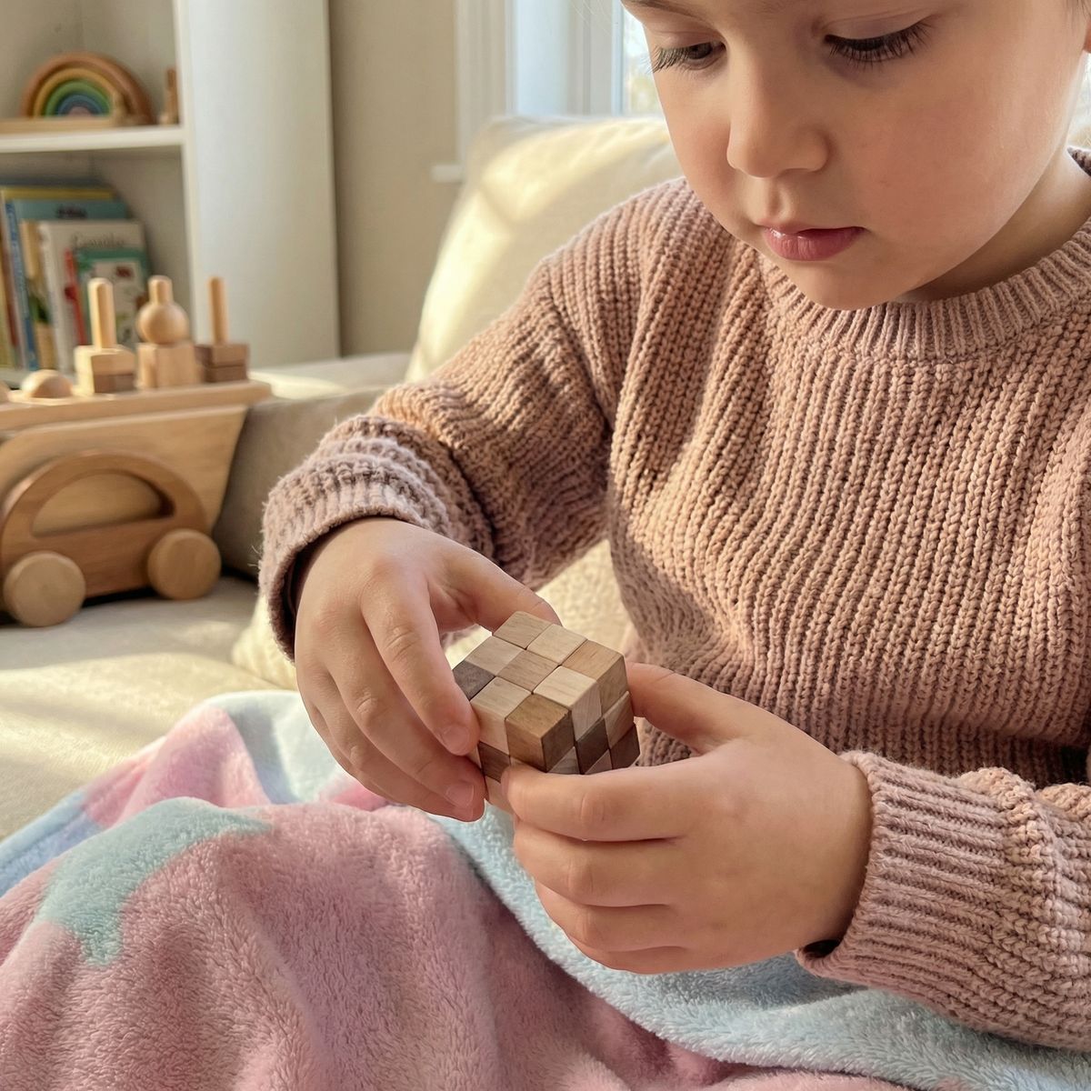 Montessori – drewniana łamigłówka logiczna 3D – zabawka do wczesnej nauki dla dzieci