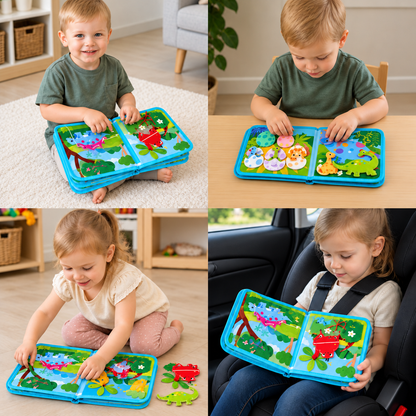 Książeczka aktywności Montessori 8 w 1 z dinozaurami dla małych dzieci