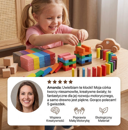 Montessori Drewniane Kamienie Domino – Edukacyjna Gra Konstrukcyjna dla Dzieci