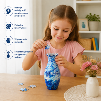 Wazon z kwiatami DIY 3D do składania z puzzli