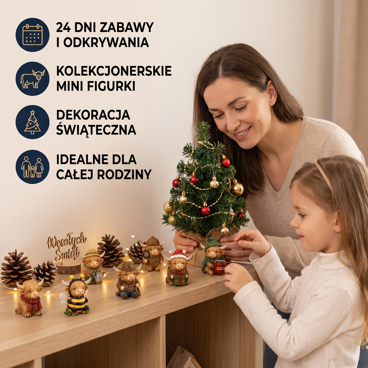 24-dniowy kalendarz adwentowy Highland Cow z kolekcjonerskimi minifigurkami