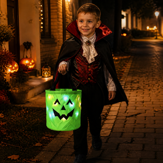 Podświetlane wiaderko na słodycze LED na Halloween – wielorazowa torba na cukierki