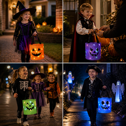 Podświetlane wiaderko na słodycze LED na Halloween – wielorazowa torba na cukierki