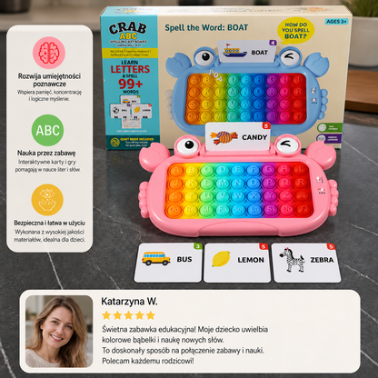 Interaktywny mówiący tablet edukacyjny z kartami, klawiaturą Pop-It oraz grami do nauki pisowni i wymowy