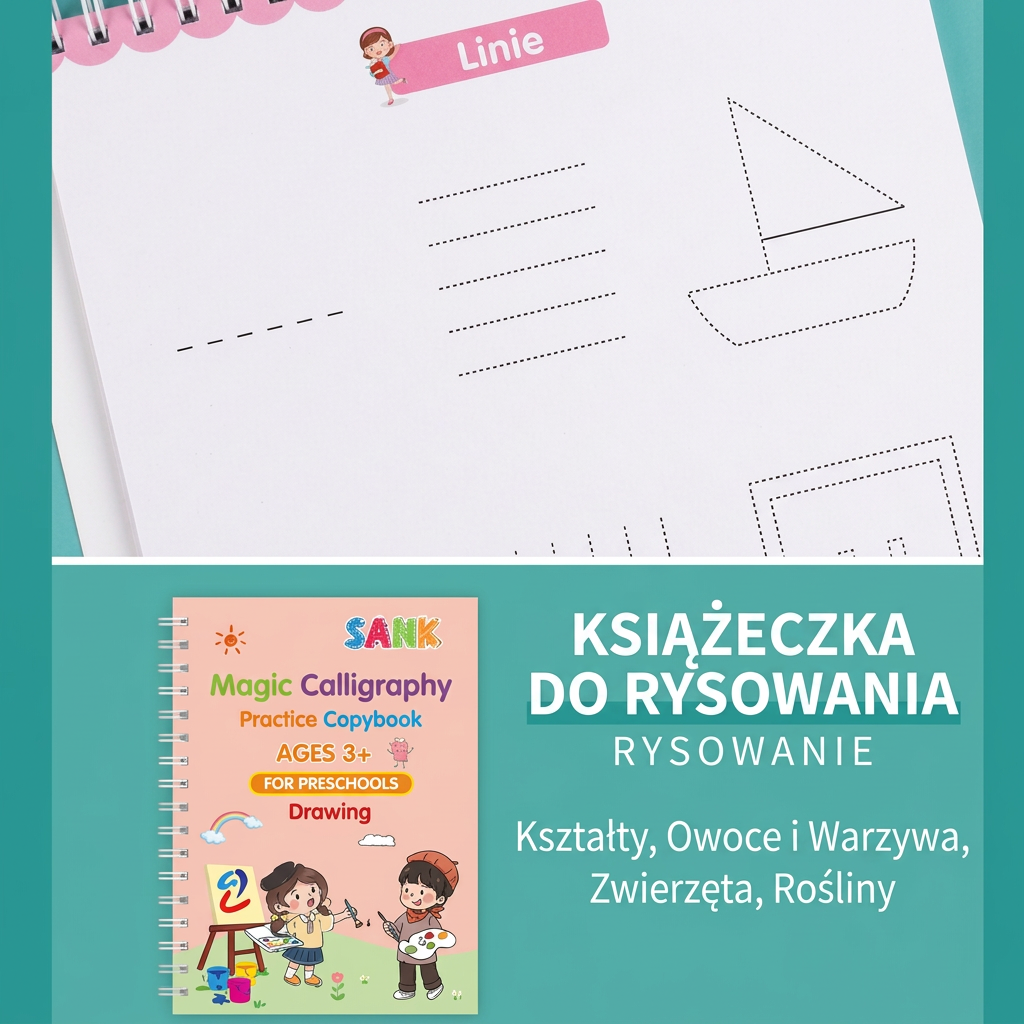 Magiczne wielorazowe zeszyty do nauki pisania – książeczki z rowkami i znikający długopis